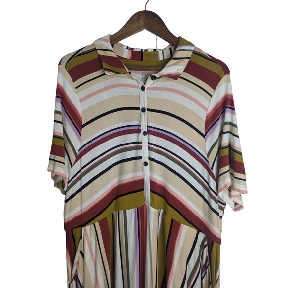 Torrid Collared Skater Dress Shirt Dress Soft Stretch Multi Stripe Pockets sz3XL - Picture 2 of 10